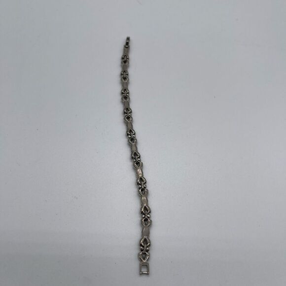 Monet Tennis Bracelet Silver Tone with accent Onyx and Crystals - Picture 6 of 7